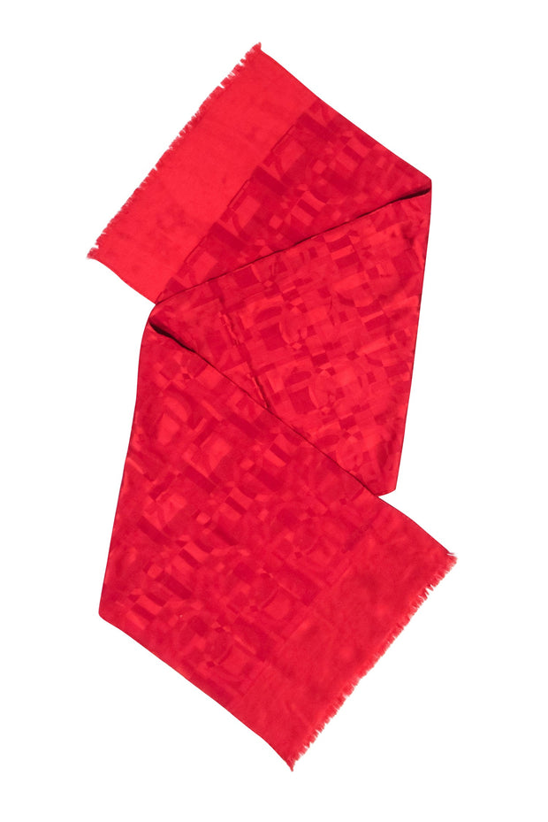 Current Boutique-Ferragamo - Red Logo Print Scarf
