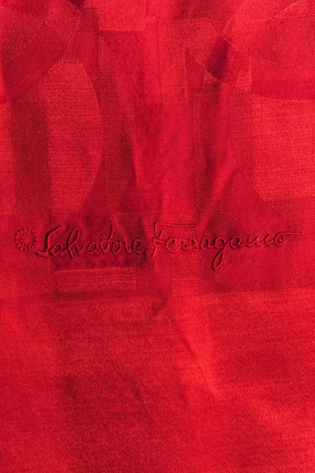 Current Boutique-Ferragamo - Red Logo Print Scarf