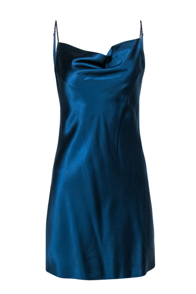 Current Boutique-Fleur Du Mal - Dark Blue Silk Mini Slip Dress Sz M