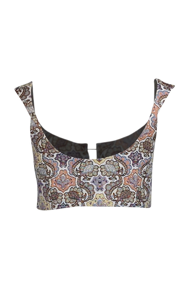 Current Boutique-For Love & Lemons - Ivory w/ Multicolor Paisley Jacquard Crop Top Sz L