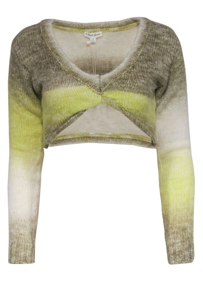 Current Boutique-For Love & Lemons - Light Yellow Green Cropped Sweater Sz XS