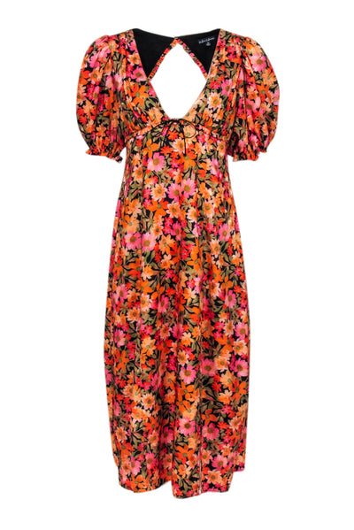 Current Boutique-For Love & Lemons - Orange, Pink, Green, & Black Floral Print Dress Sz M