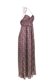 Current Boutique-For Love & Lemons - Pink & Black Metallic Floral Print Formal Dress Sz XS