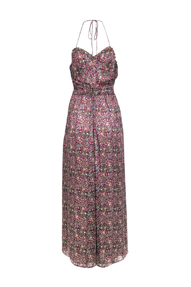 Current Boutique-For Love & Lemons - Pink & Black Metallic Floral Print Formal Dress Sz XS