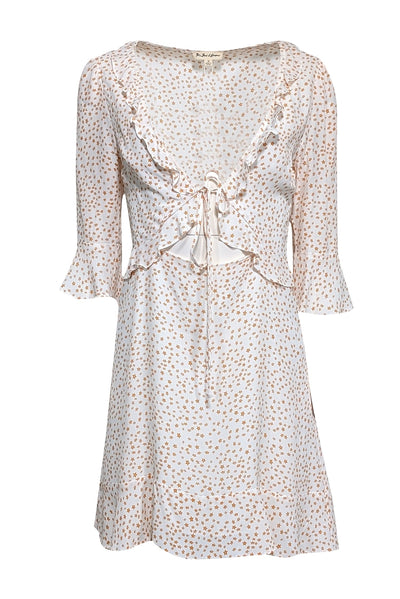 Current Boutique-For Love & Lemons - White w/ Orange Star Print Tie-Front Mini Dress Sz M