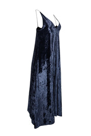 Current Boutique-Forte Forte - Navy Crushed Velvet V-neck Dress w/ Front Slit Sz 4