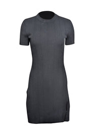 Current Boutique-Frame - Black Ribbed Short Sleeve Knit Dress Sz S