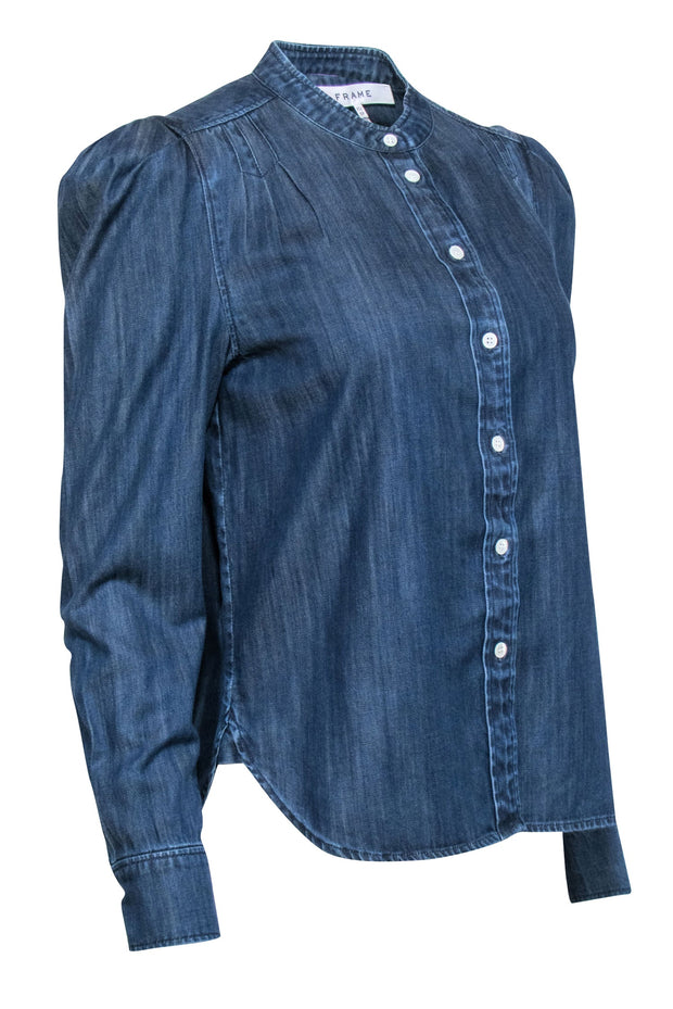 Current Boutique-Frame - Blue Dark Wash Chambray Shirt Sz XS