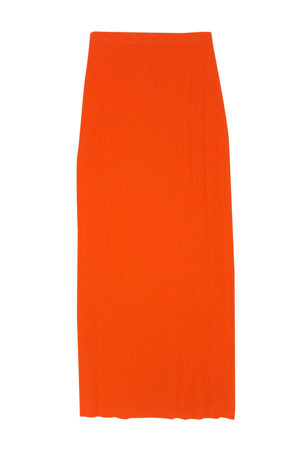 Current Boutique-Frame - Orange Ribbed Knit Side Cut Out Fitted Skirt Sz XS