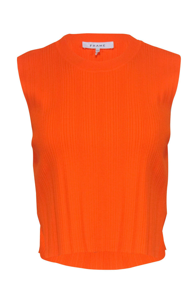 Current Boutique-Frame - Orange Ribbed Sleeveless Long Crop Top Sz S