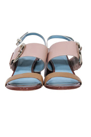 Current Boutique-Frances Valentine - Tan, Beige, & Brown Patent Leather Strappy Sandals Sz 7.5