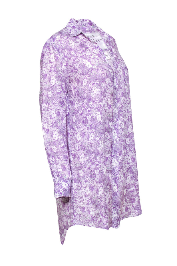 Current Boutique-Frank & Eileen - Purple & White Floral Print Shirt Dress Sz S