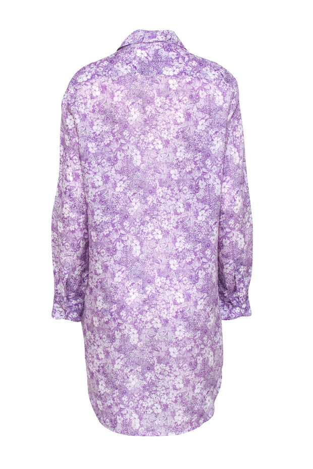 Current Boutique-Frank & Eileen - Purple & White Floral Print Shirt Dress Sz S