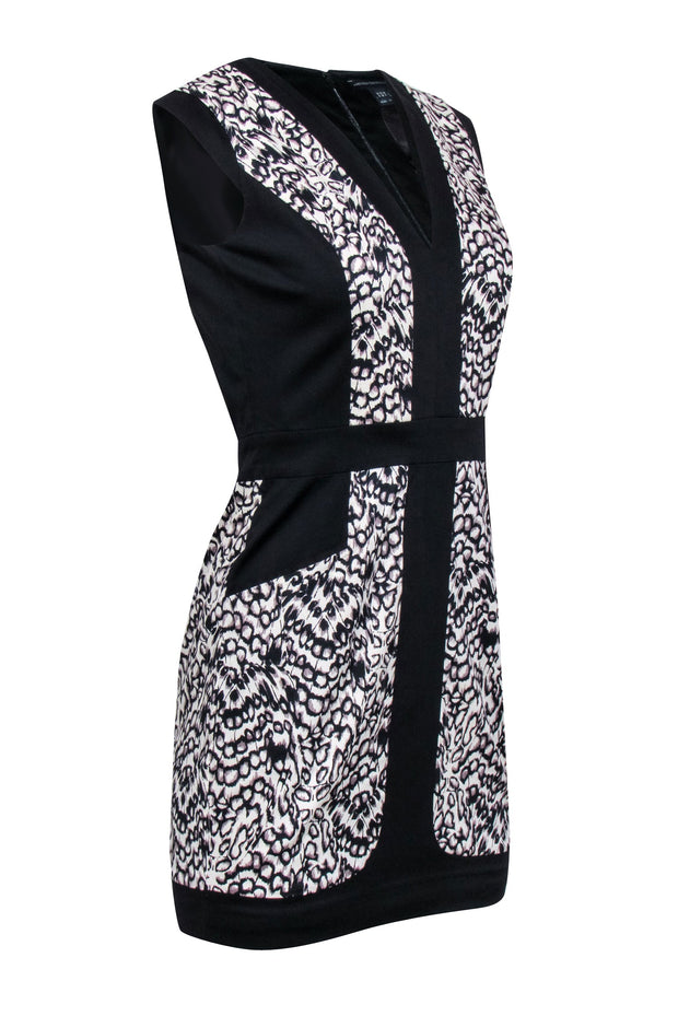 Current Boutique-French Connection - Black & White Print V-Neckline Dress Sz 4