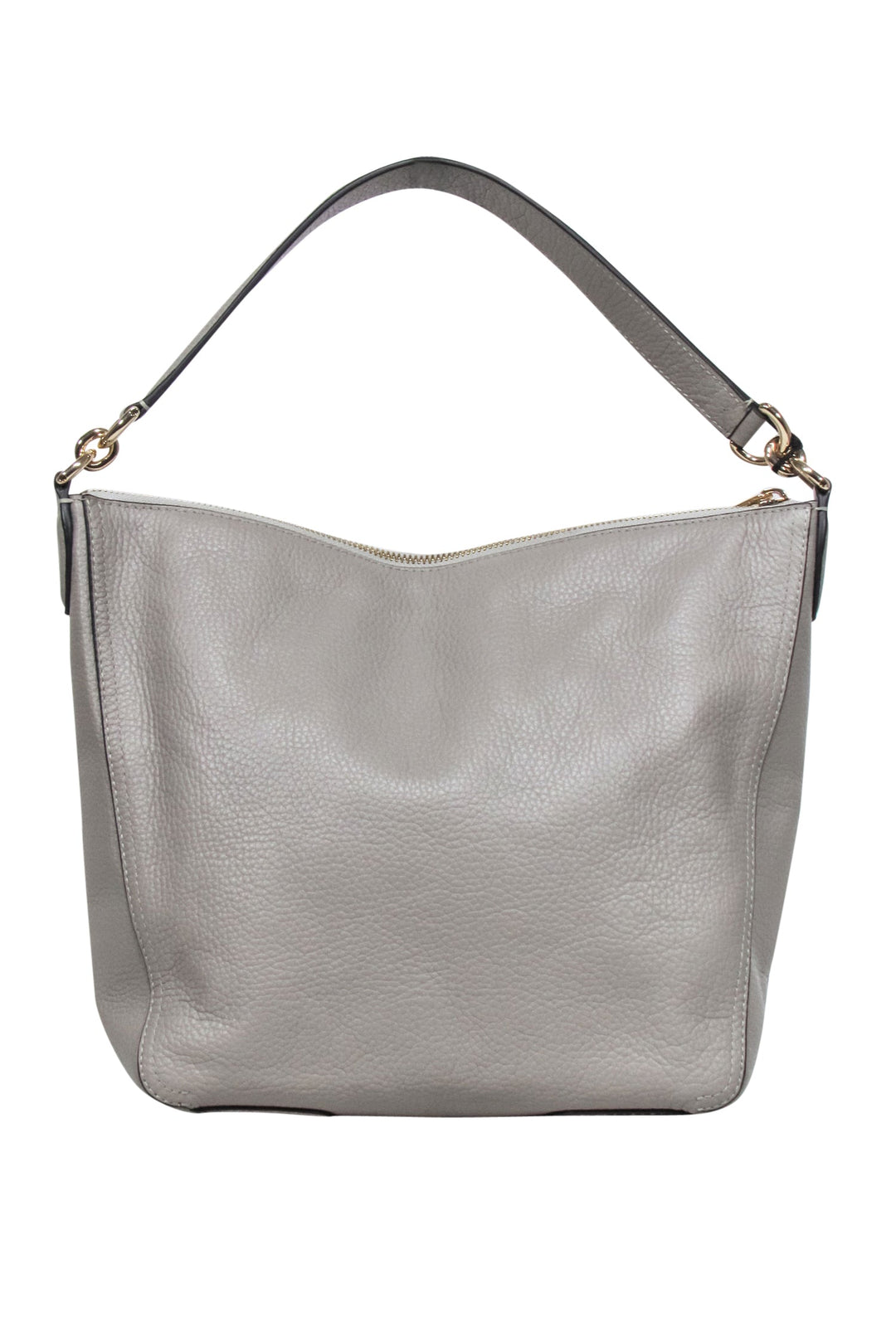 Furla Light Grey Pebbled Leather Shoulder Bag Current Boutique