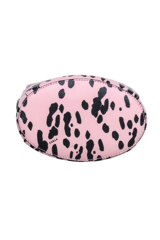 Current Boutique-Furla - Light Pink & Black Spotted Genuine Leather Bucket Bag