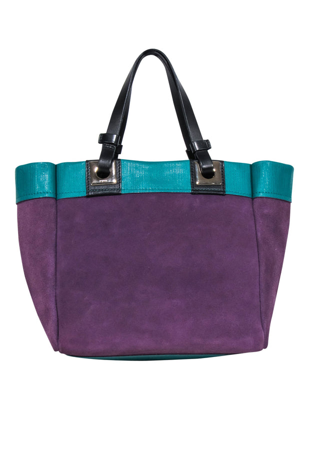 Current Boutique-Furla - Purple Suede & Teal Leather Mini Tote Bag