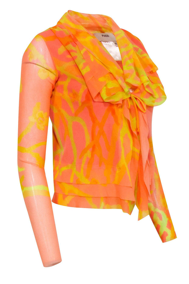 Current Boutique-Fuzzi - Yellow & Orange Mesh Cardigan Sz XS