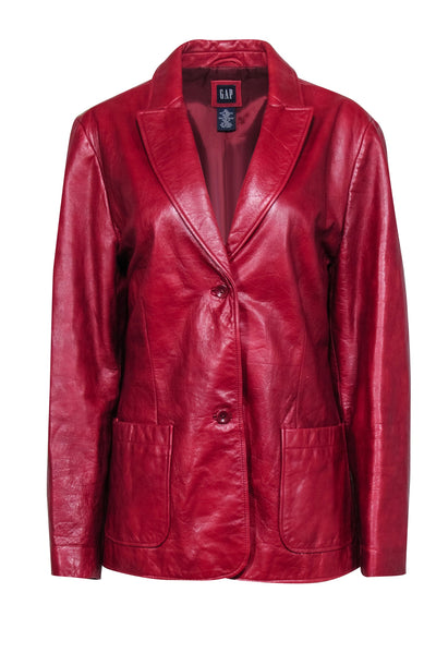 GAP - Red Textured Leather Vintage Jacket Sz XL