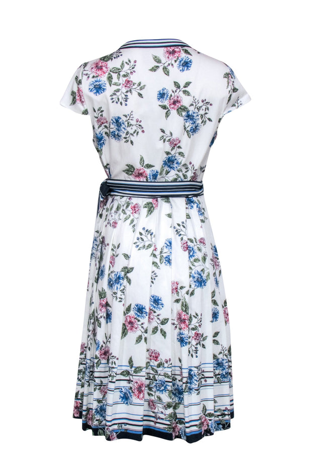 Current Boutique-Gal Meets Glam - White & Navy w/Floral Print a short Sleeve Wrap Dress Sz 14