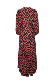 Current Boutique-Ganni - Black w/ Pink & Orange Floral Print Maxi Wrap Dress Sz 8