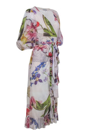 Current Boutique-Ganni - Ivory & Multi Color Floral Wrap Dress Sz 8