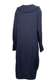 Current Boutique-Ganni - Midnight Navy Ripstop Shirtdress w/ Peter Pan Collar Sz L/XL