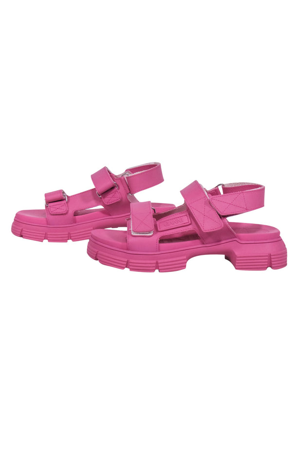 Current Boutique-Ganni - Pink Chunky Rubber Strappy Sandals Sz 9