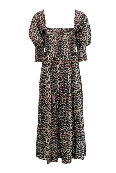 Current Boutique-Ganni - Tan & Black Leopard Print Maxi Dress Sz 8