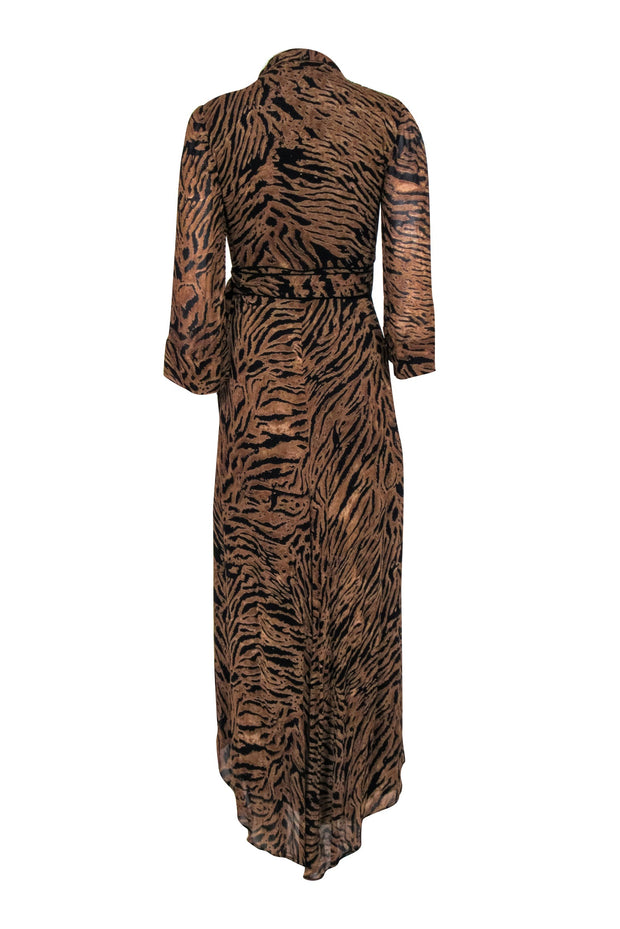 Current Boutique-Ganni - Tan & Black Tiger Print Wrap Dress Sz S