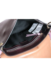 Current Boutique-Ganni - Tan, Maroon, & Pink Shoulder Bag