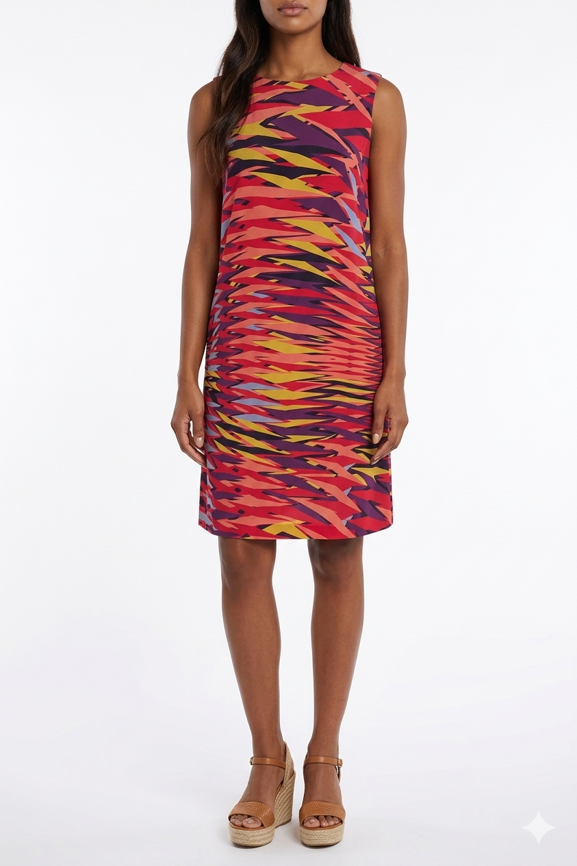 Missoni - Orange, Red, Purple, & Black Print Sleeveless Sheath Dress Sz S - Current Boutique