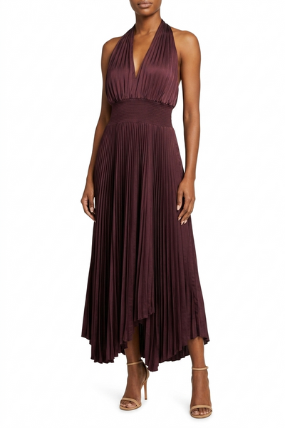 alc gemini pleated midi dress A. L. C. Pleated Gemini Dress in Chateau Rose by ALC