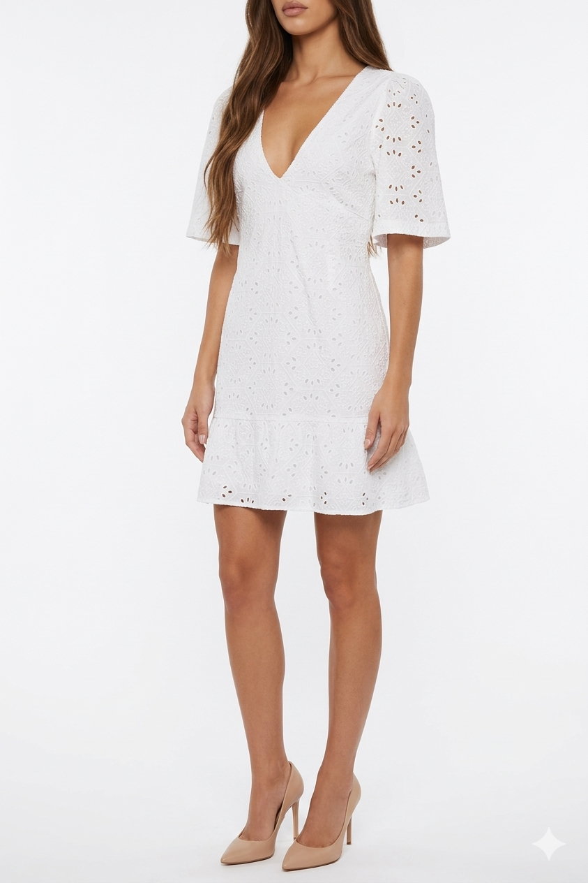 Rhode - Mariana Dress - White Chelsea Eyelet 12 / White Chelsea Eyelet Rhode - Mariana Dress - White Chelsea Eyelet 12 / White Chelsea Eyelet