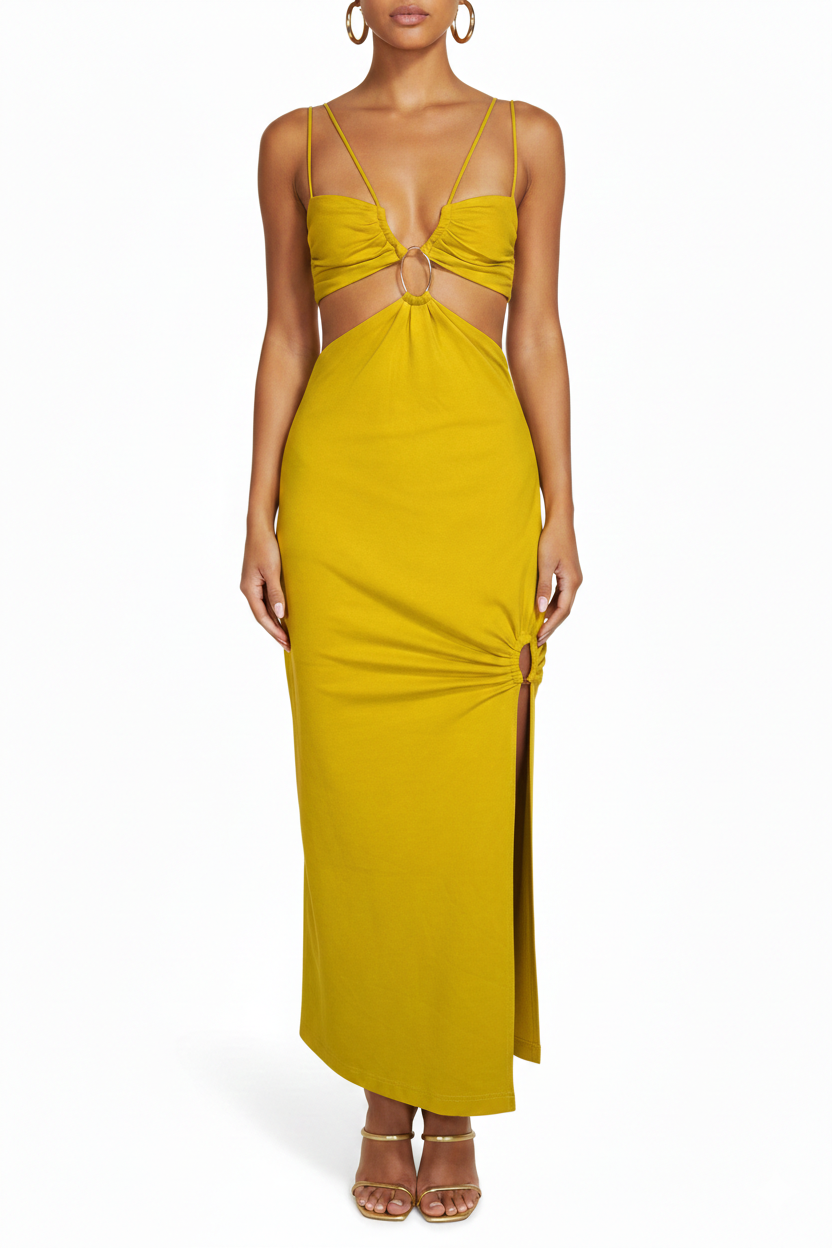 knee length dresses for ladies Silk Billowy Sleeve Midi Wrap Dress main image 0