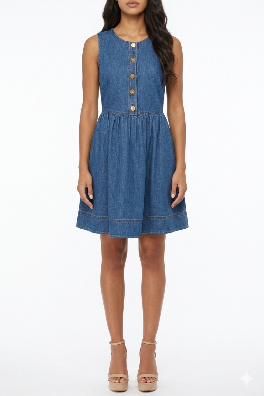 Kate Spade Denim Fit & Flare Dress, Dark Indigo