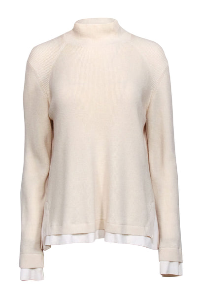 Current Boutique-Gerard Darel - Ivory Wool & Cashmere Blend Mock Neck Sweater Sz XL