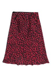 Current Boutique-Gerard Darel - Red Leopard Print Slip Skirt Sz 4