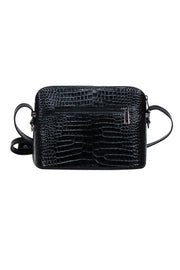 Current Boutique-Gianni Conti - Black Croc Embossed Leather Crossbody Bag