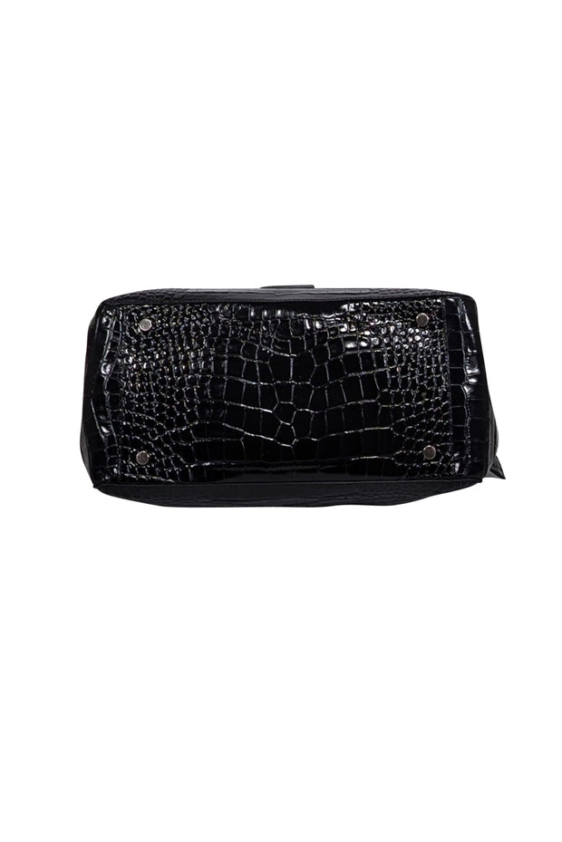 Current Boutique-Gianni Conti - Black Croc Embossed Leather Satchel Bag