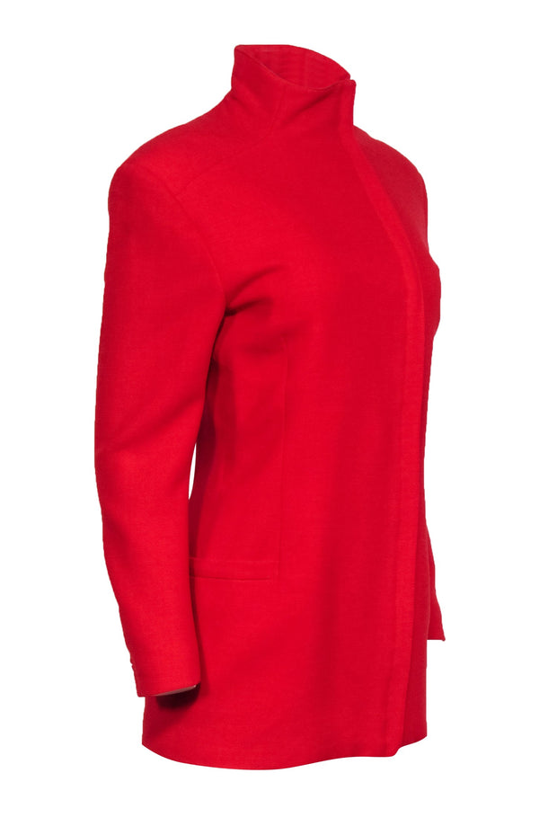 Current Boutique-Gianni Versace - Red Asymmetric Zip Front Blazer Jacket Sz 4
