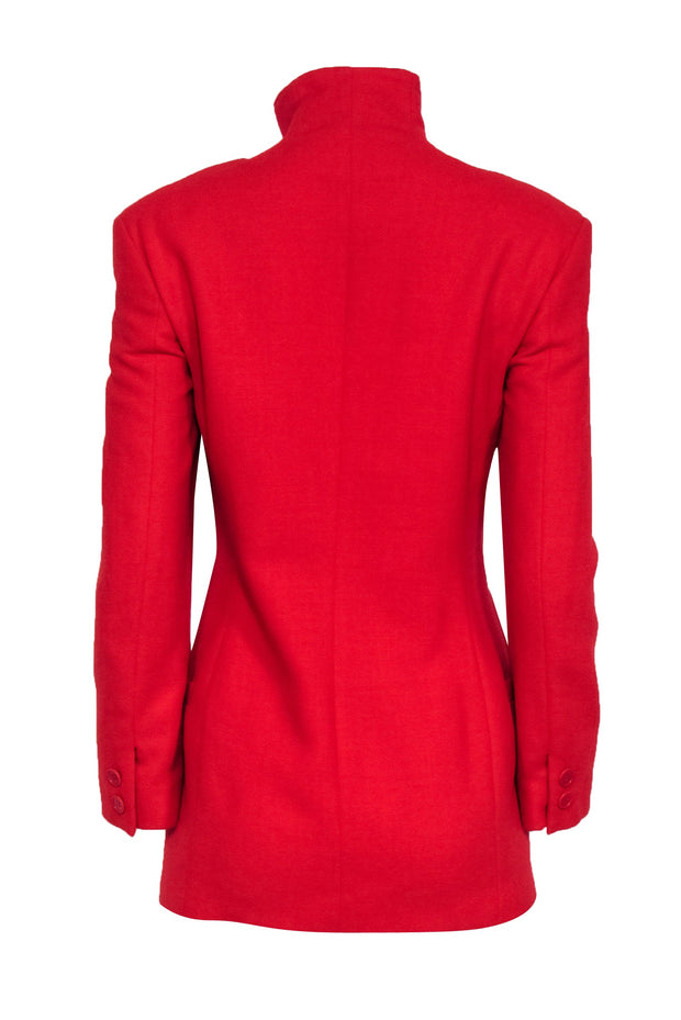 Current Boutique-Gianni Versace - Red Asymmetric Zip Front Blazer Jacket Sz 4