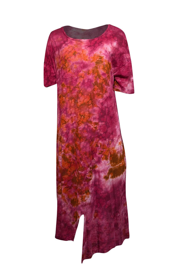 Current Boutique-Gilda Midani - Pink, Purple, & Orange Tie Dye Cotton T-Shirt Dress Sz M