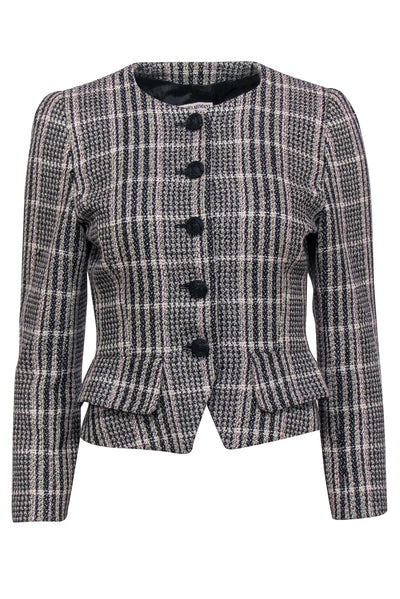 Current Boutique-Giorgio Armani - Black & Pink Tweed Blazer w/ Covered Buttons Sz 4