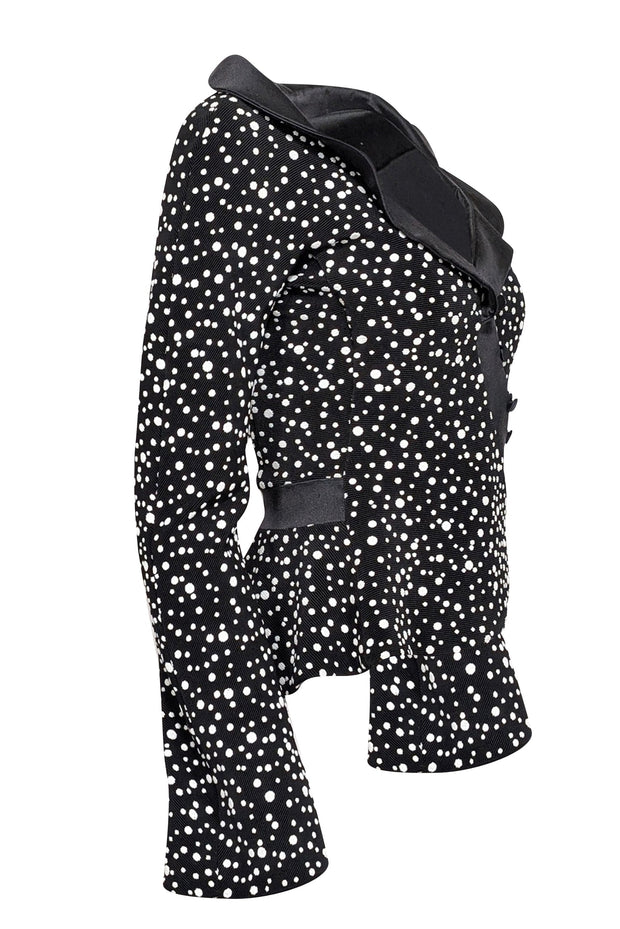 Current Boutique-Giorgio Armani - Black Polka Dot Wrap Button Blazer Sz 6