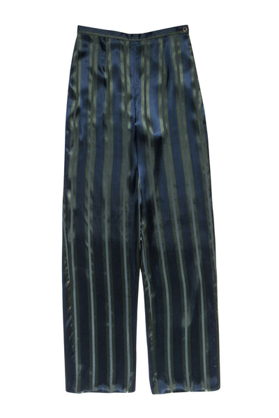 Current Boutique-Giorgio Armani - Navy & Green Stripe Satin Pants Sz 6
