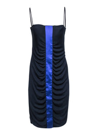 Current Boutique-Giorgio Armani - Navy Ruched Sleeveless Dress w/ Blue Center Stripe Sz 10