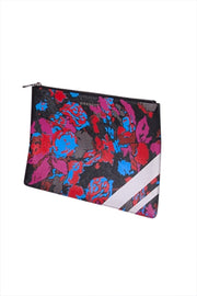 Current Boutique-Givenchy - Black & Multi-Color Floral Print Zipper Clutch