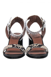 Current Boutique-Givenchy - Black, White, & Snake Skin Print Strappy Sandals Sz 6.5