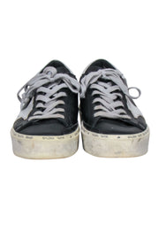Current Boutique-Golden Goose - Black Leather w/ Silver Details High Star Sneakers Sz 6